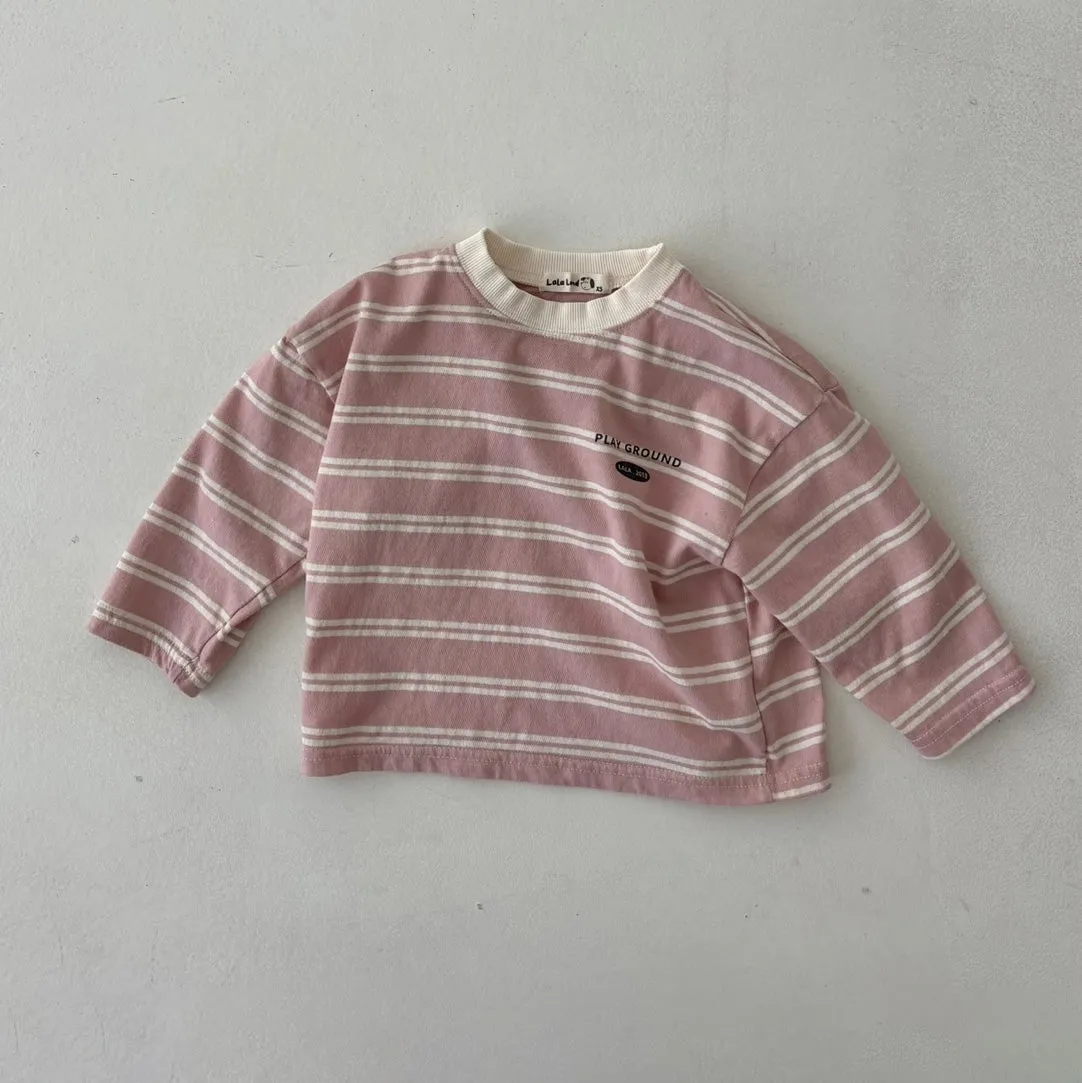 Girls & Boys Saint Stripe LS Tee - Pink