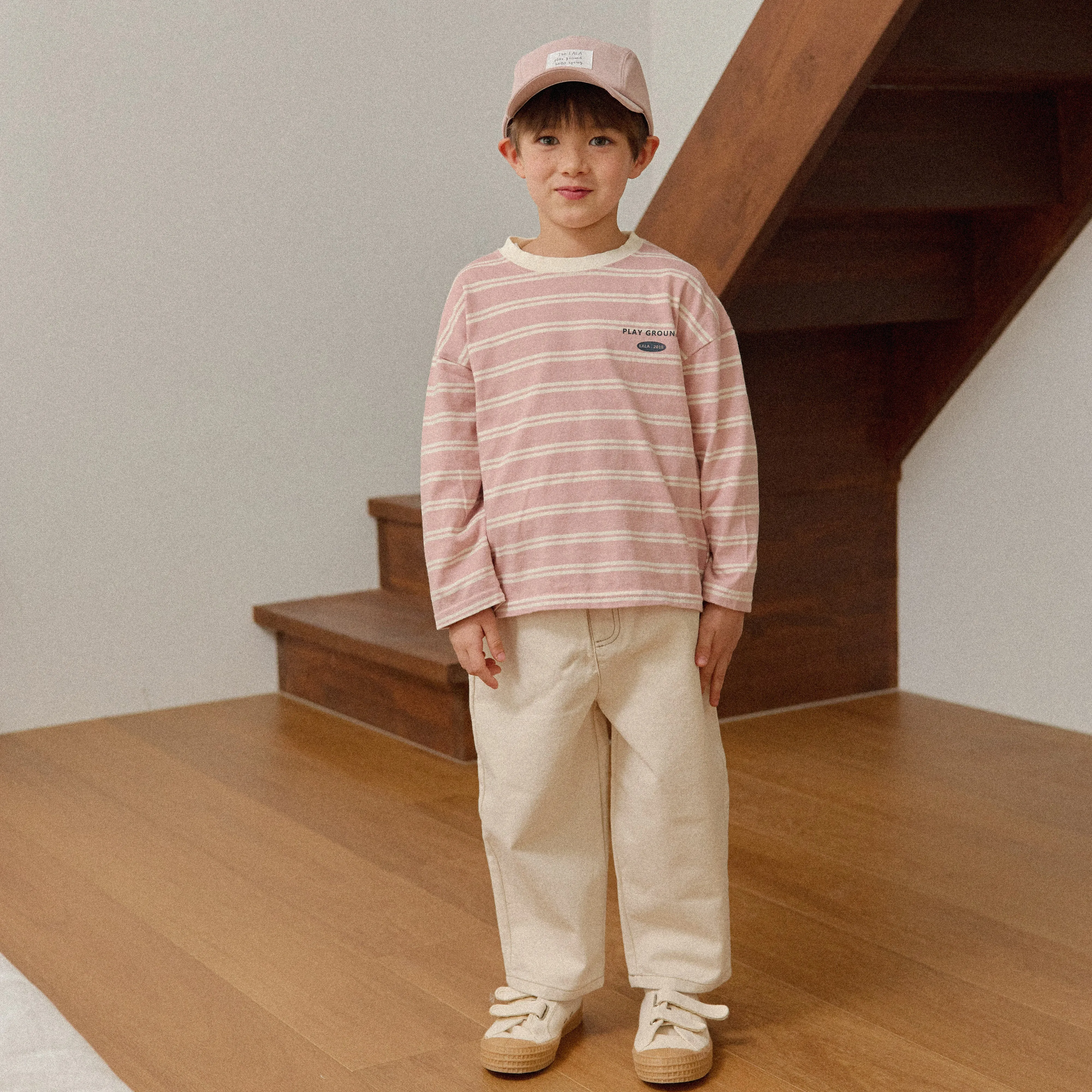 Girls & Boys Saint Stripe LS Tee - Pink