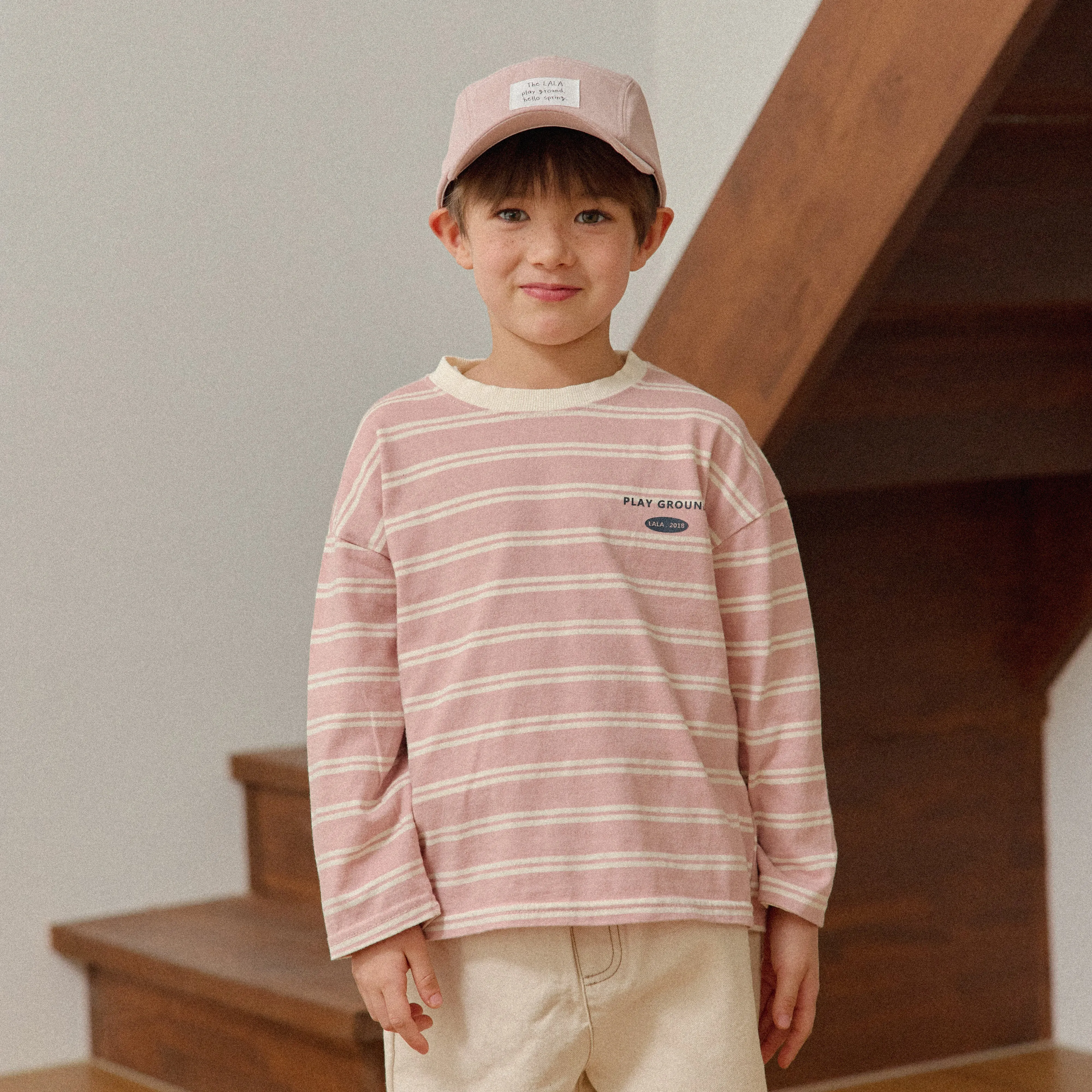 Girls & Boys Saint Stripe LS Tee - Pink