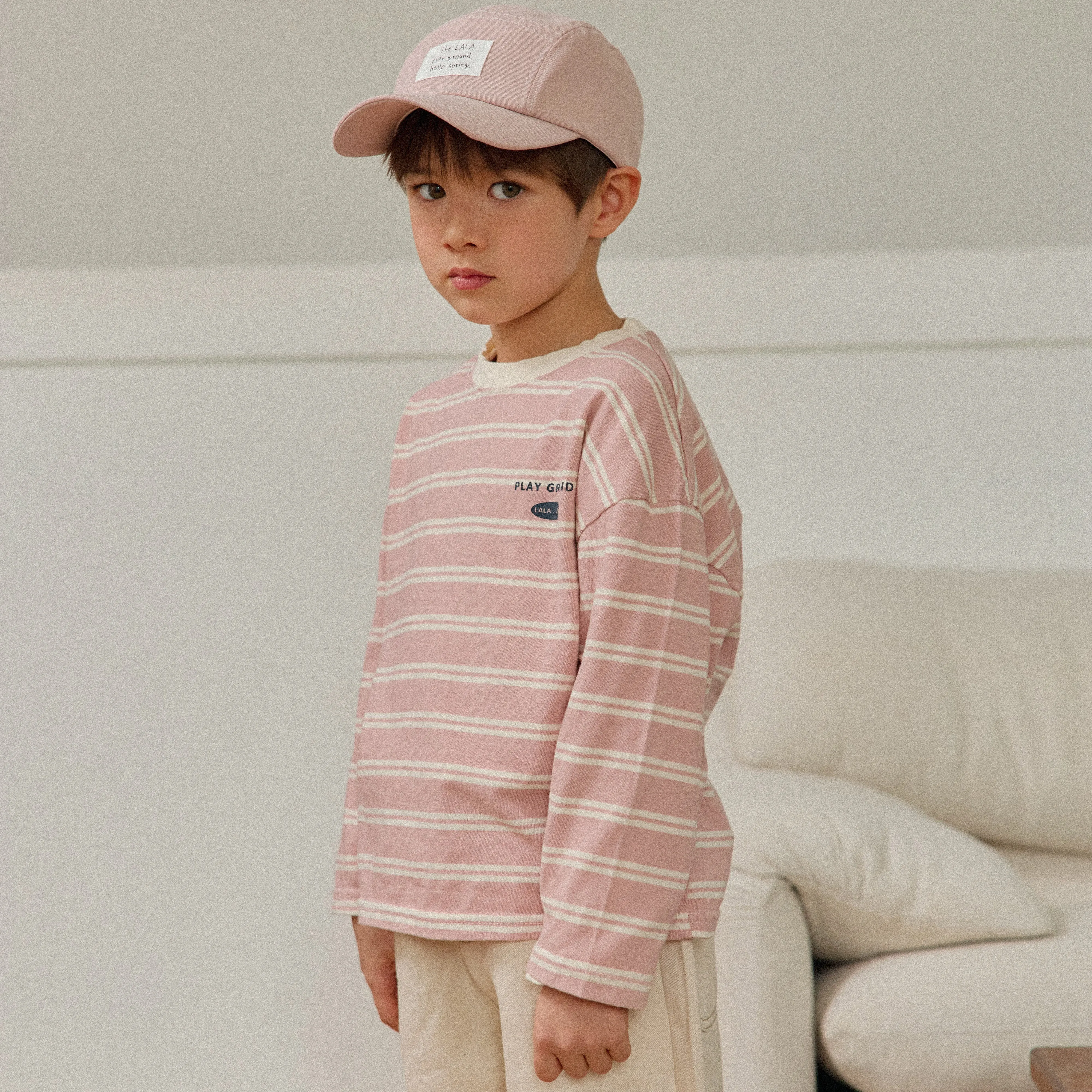 Girls & Boys Saint Stripe LS Tee - Pink