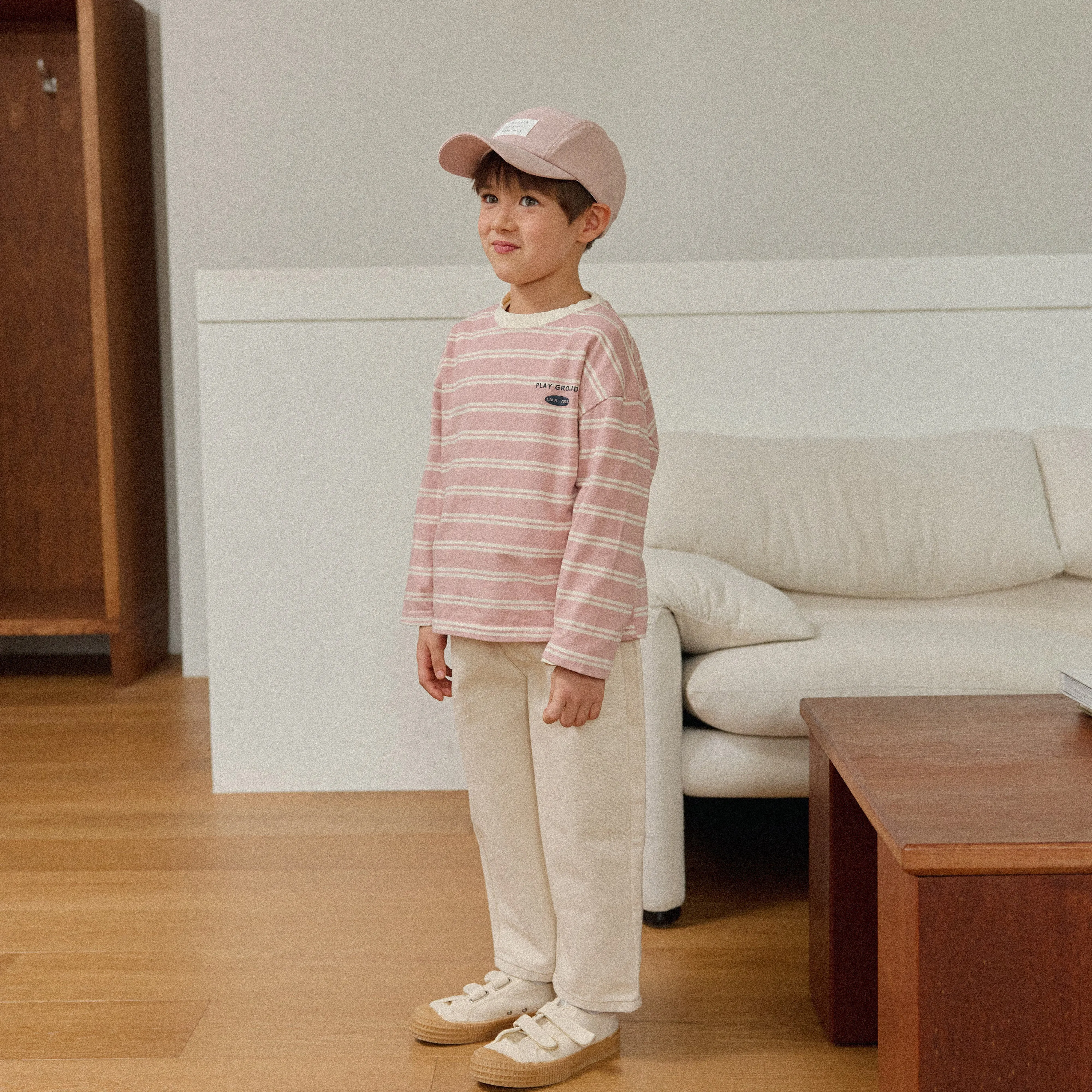 Girls & Boys Saint Stripe LS Tee - Pink