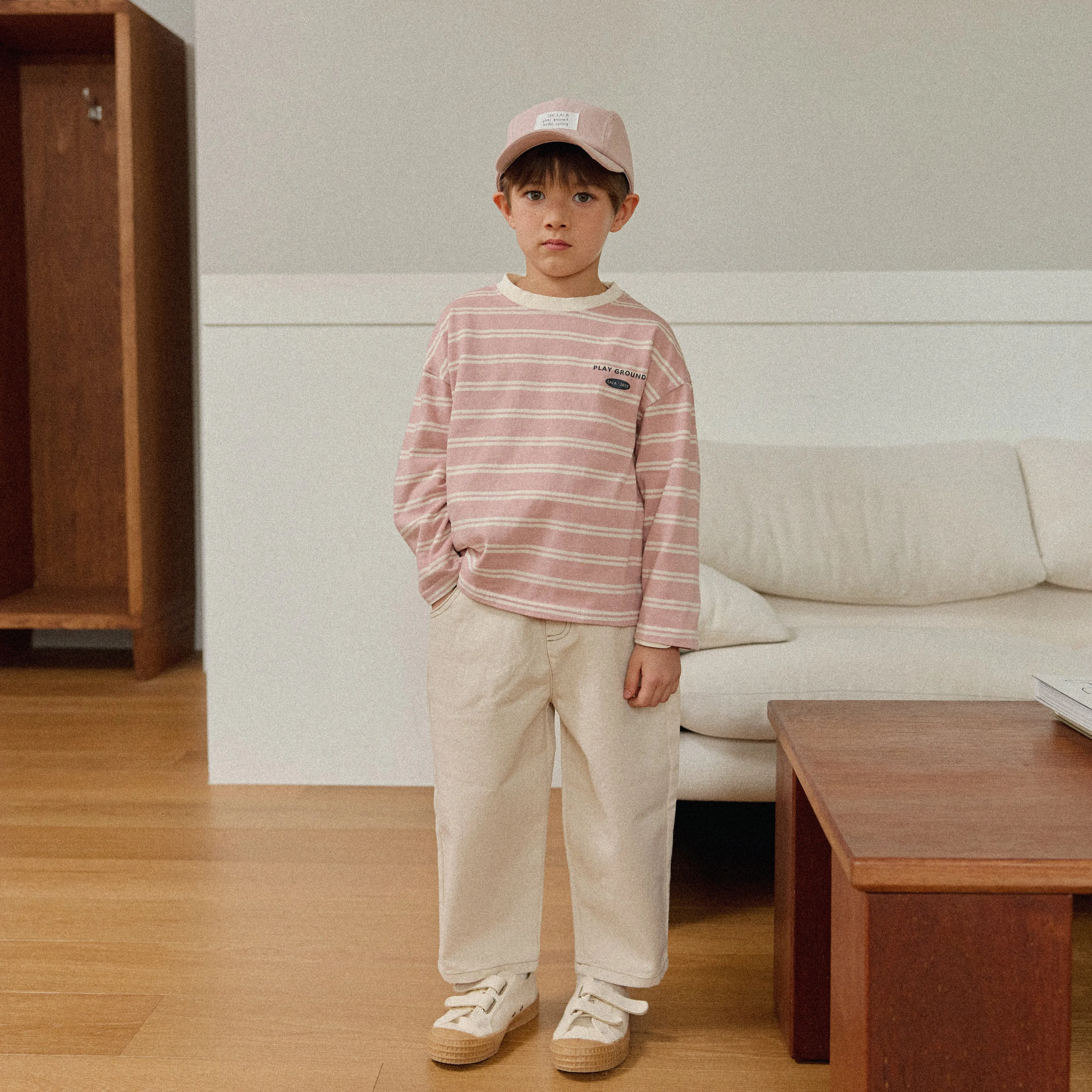 Girls & Boys Saint Stripe LS Tee - Pink
