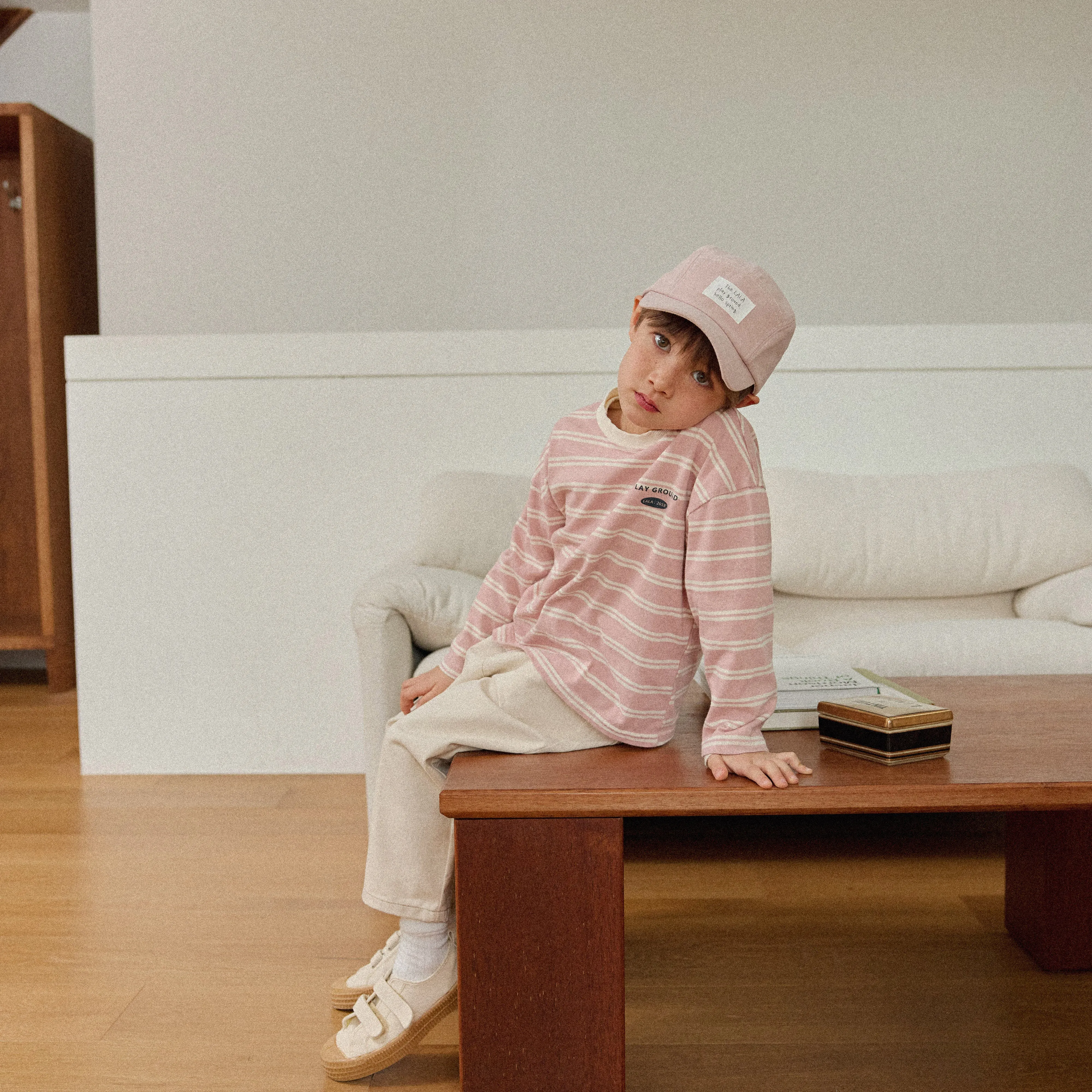 Girls & Boys Saint Stripe LS Tee - Pink