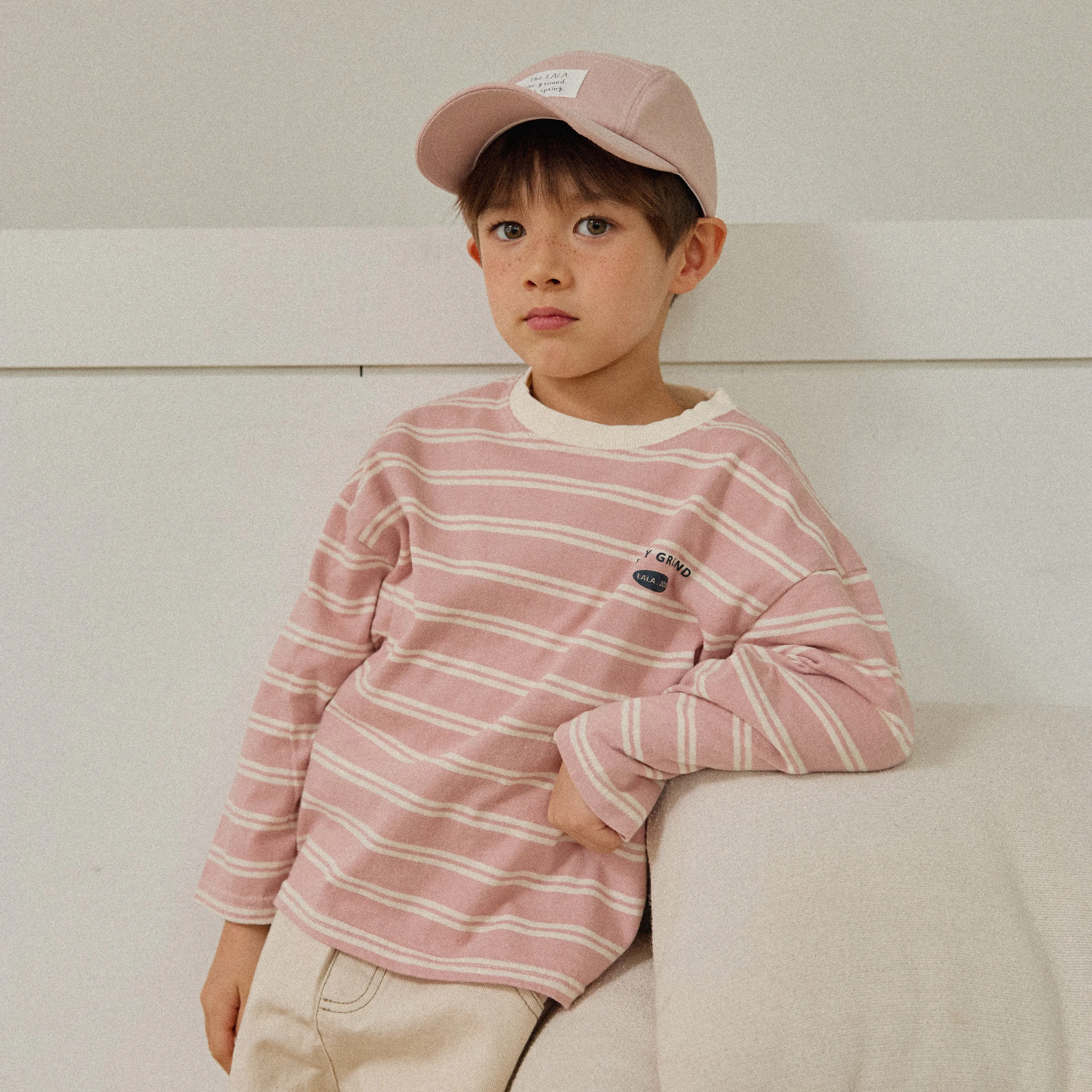 Girls & Boys Saint Stripe LS Tee - Pink