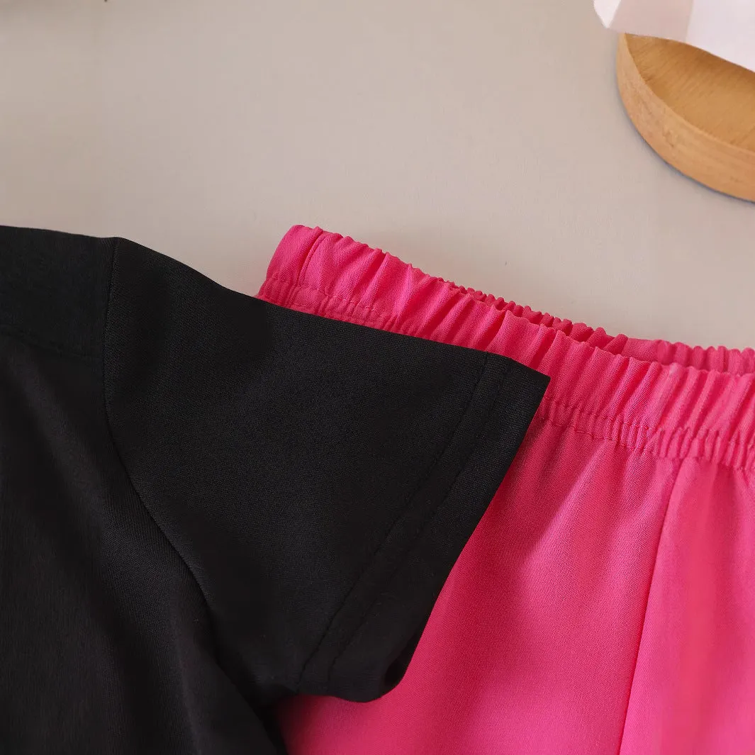 Girls suits love print short-sleeved T-shirts   bow trousers new products