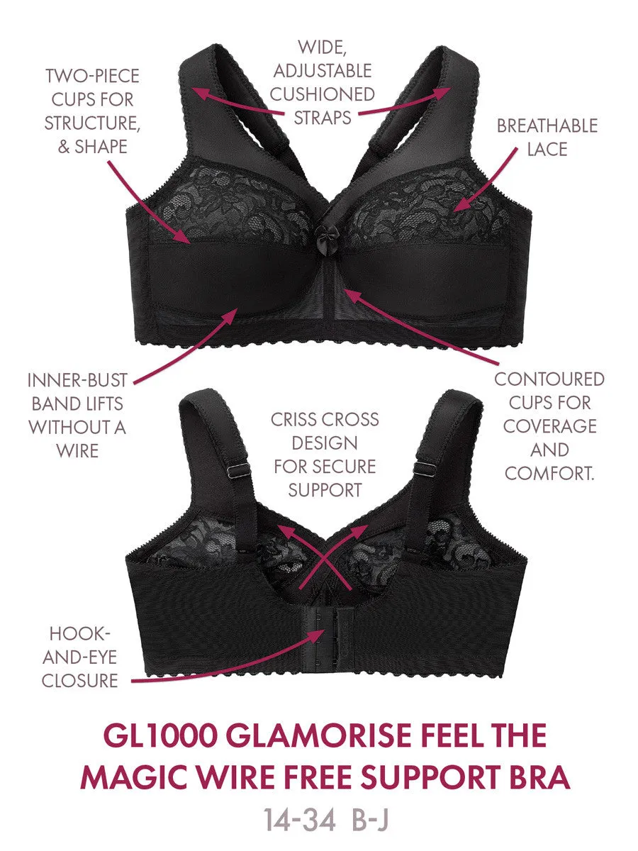 Glamorise Bra 1000 - Feel The Magic Wire-Free Support - Black
