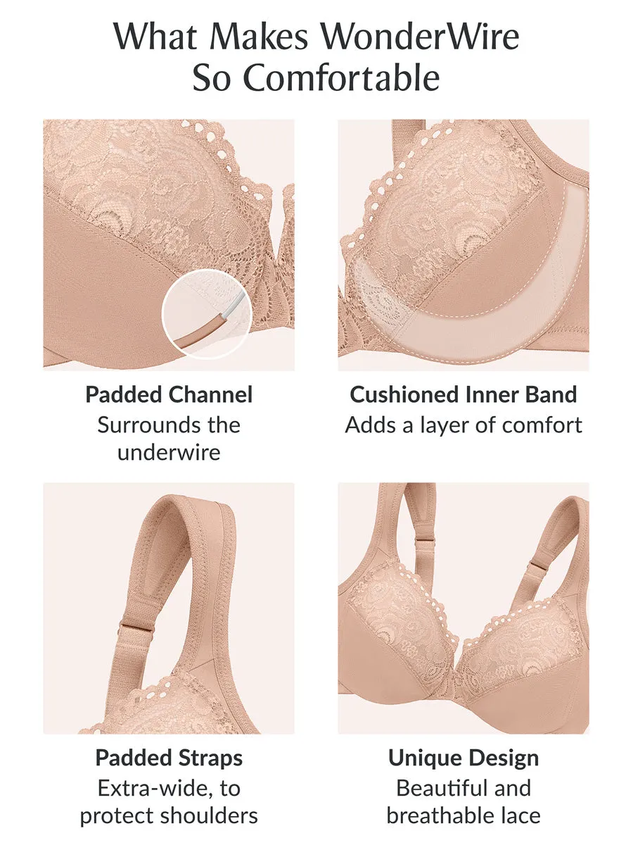 Glamorise Bra 1240 - Low Cut WonderWire Lace Bra - Black