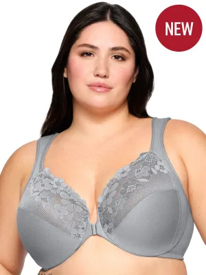 Glamorise Bra 1241 - Front-Closure Cotton WonderWire Bra - Silver