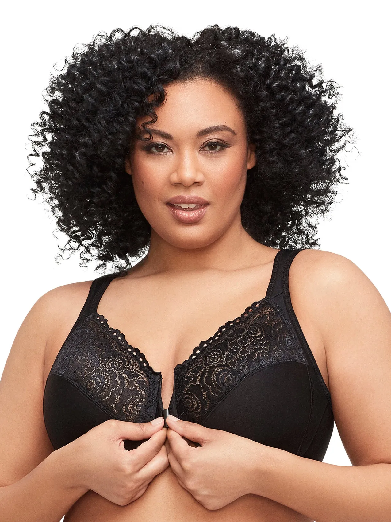 Glamorise Bra 1245 - Wonderwire Front Close Bra - Black