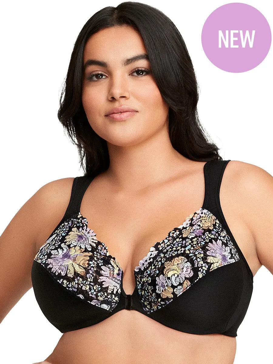 Glamorise Bra 1245 - Wonderwire Front Close Bra - Floral