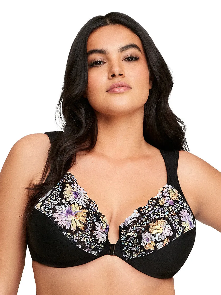 Glamorise Bra 1245 - Wonderwire Front Close Bra - Floral