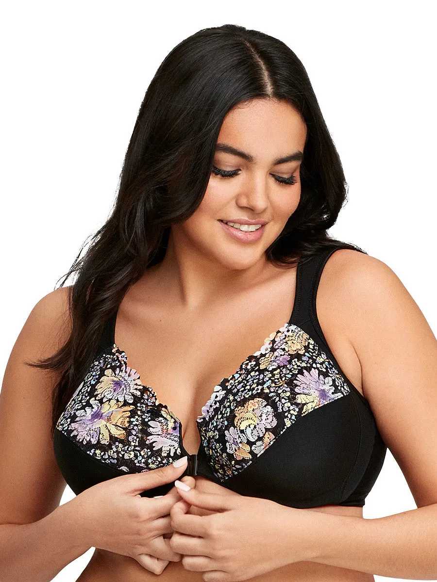 Glamorise Bra 1245 - Wonderwire Front Close Bra - Floral