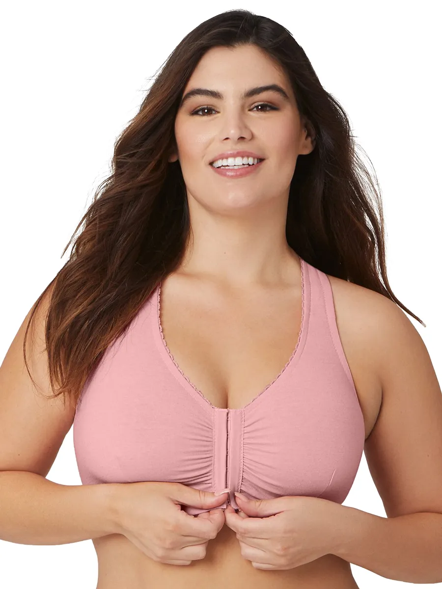 Glamorise Bra 1908 - Off Duty Front Close T-Back Comfort Bra - Pink