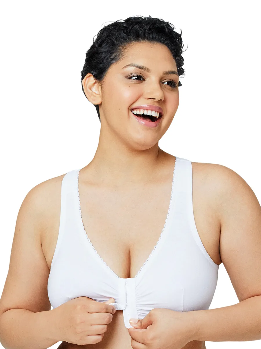 Glamorise Bra 1908 - Off Duty Front Close T-Back Comfort Bra - White