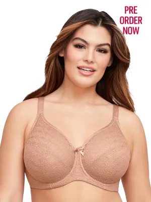 Glamorise Bra 9855 - Lace Comfort Wonderwire Bra - Cappuccino