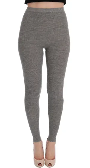 Gray Wool Stretch Tights