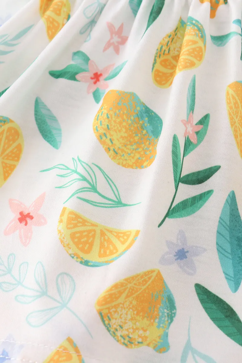 Green Lemon Pirnt Girl Bloomer Set