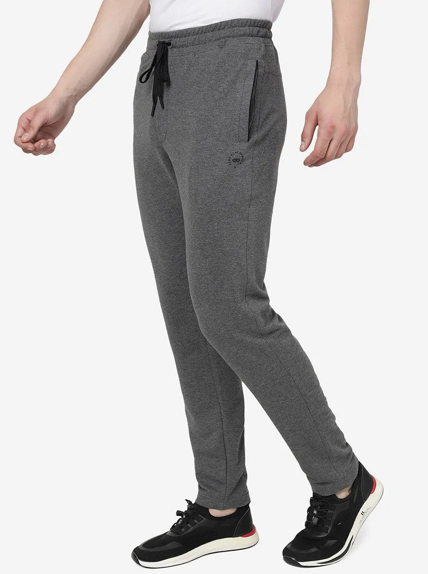 Grey Melange Solid Regular Fit Track Pant | JadeBlue