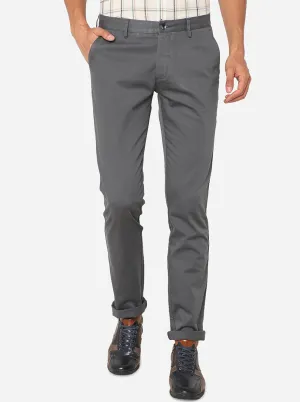 Grey Solid Super Slim Fit Casual Trouser | Greenfibre