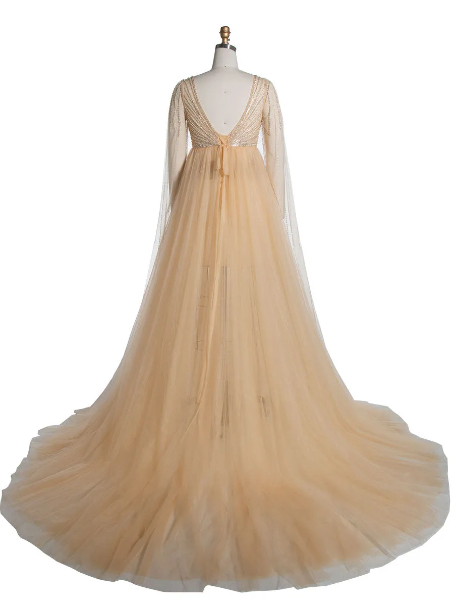 Hand-Beaded Maternity Dress for Photoshoot Elegant  Photography Gowns YW24074