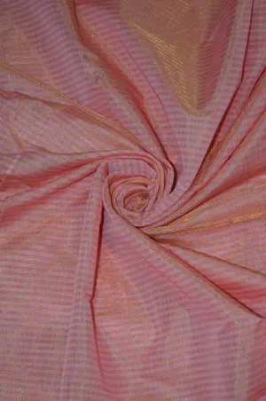 Handloom Pure Silk Chanderi Tissue Golden Zari Based Striped Fabric