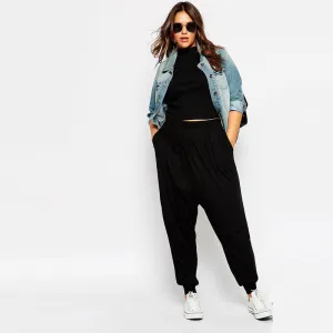 Harem Pants Plus Size Women Pants 3XL 4XL Solid Black Loose Women 5XL Autumn Casual Hiphop Patchwork Female Clothing