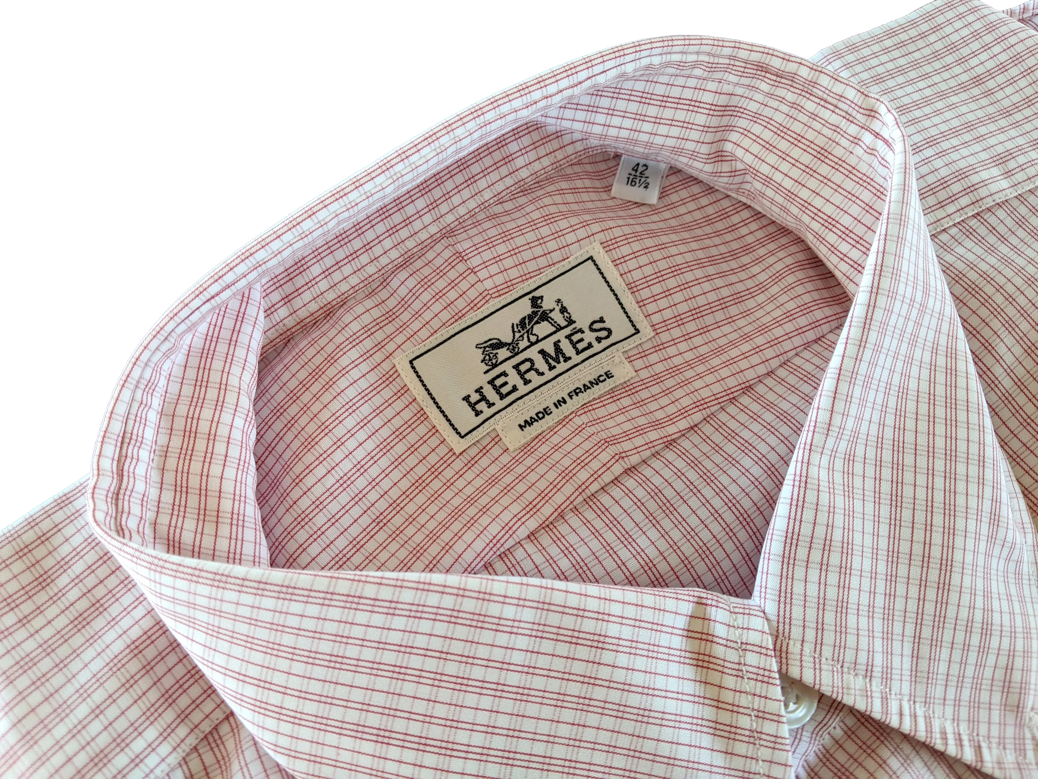 Hermes Men's Plaid Rose Cotton Long Sleeves Shirt, Sz42, New!