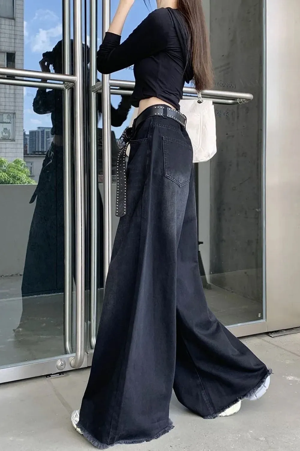 High Waist Loose Wide Leg Oversize Black Jeans Pants