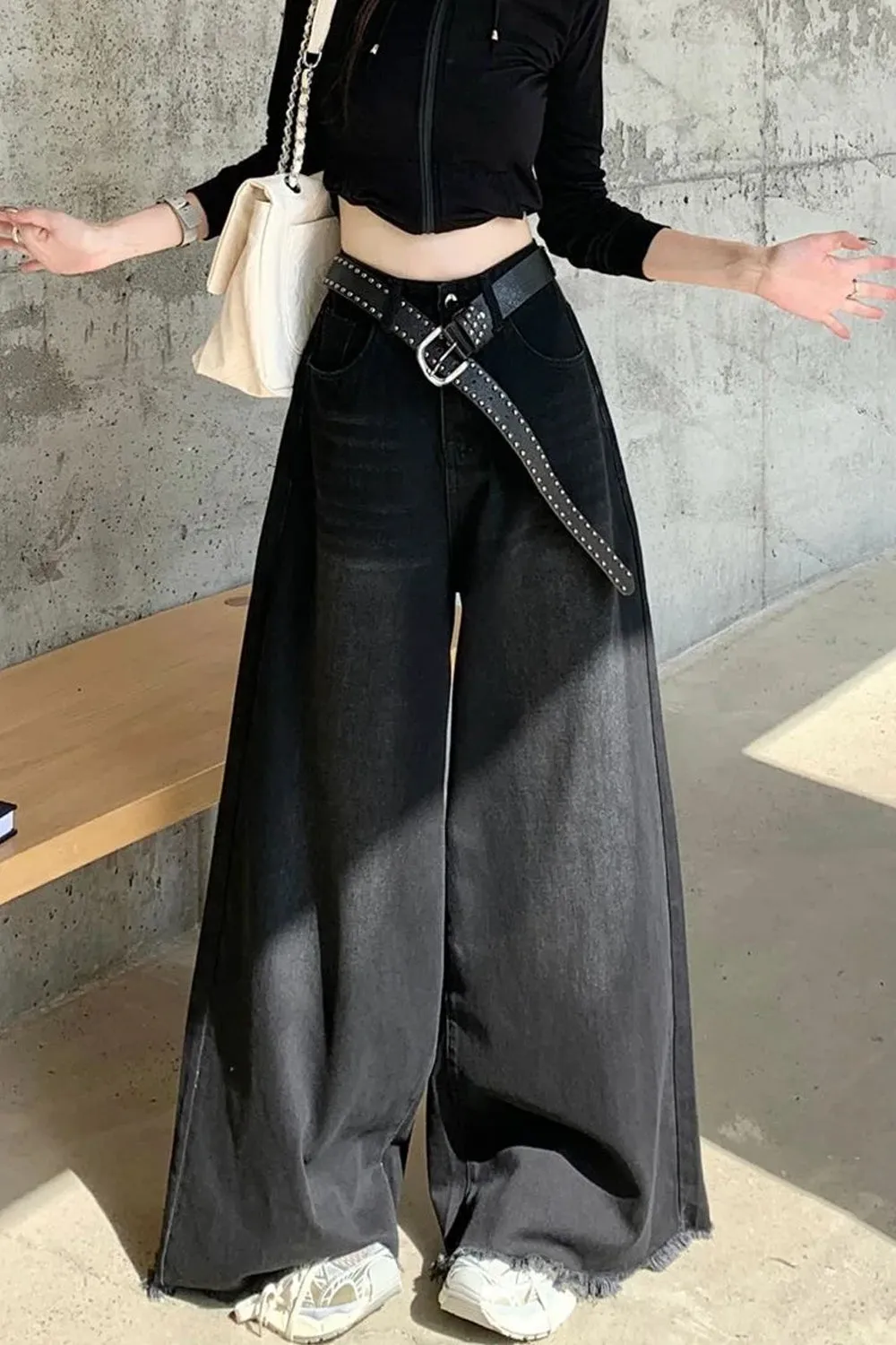 High Waist Loose Wide Leg Oversize Black Jeans Pants