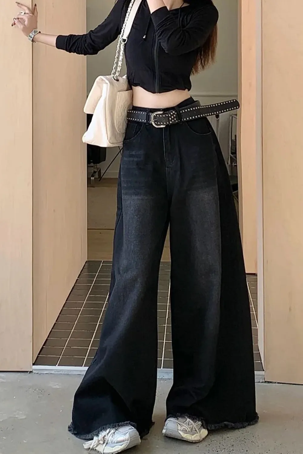 High Waist Loose Wide Leg Oversize Black Jeans Pants