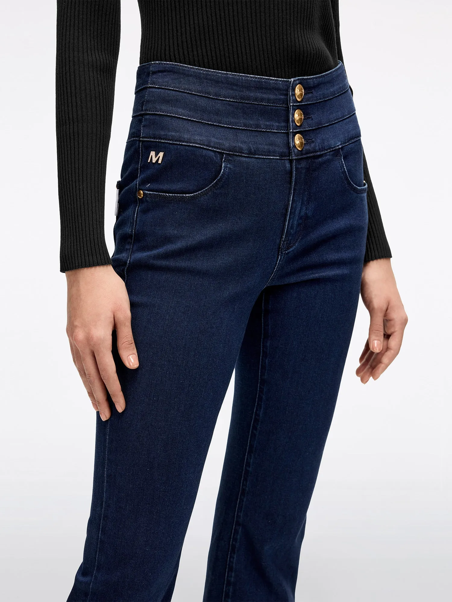 High Waisted Flared Cropped Jeans