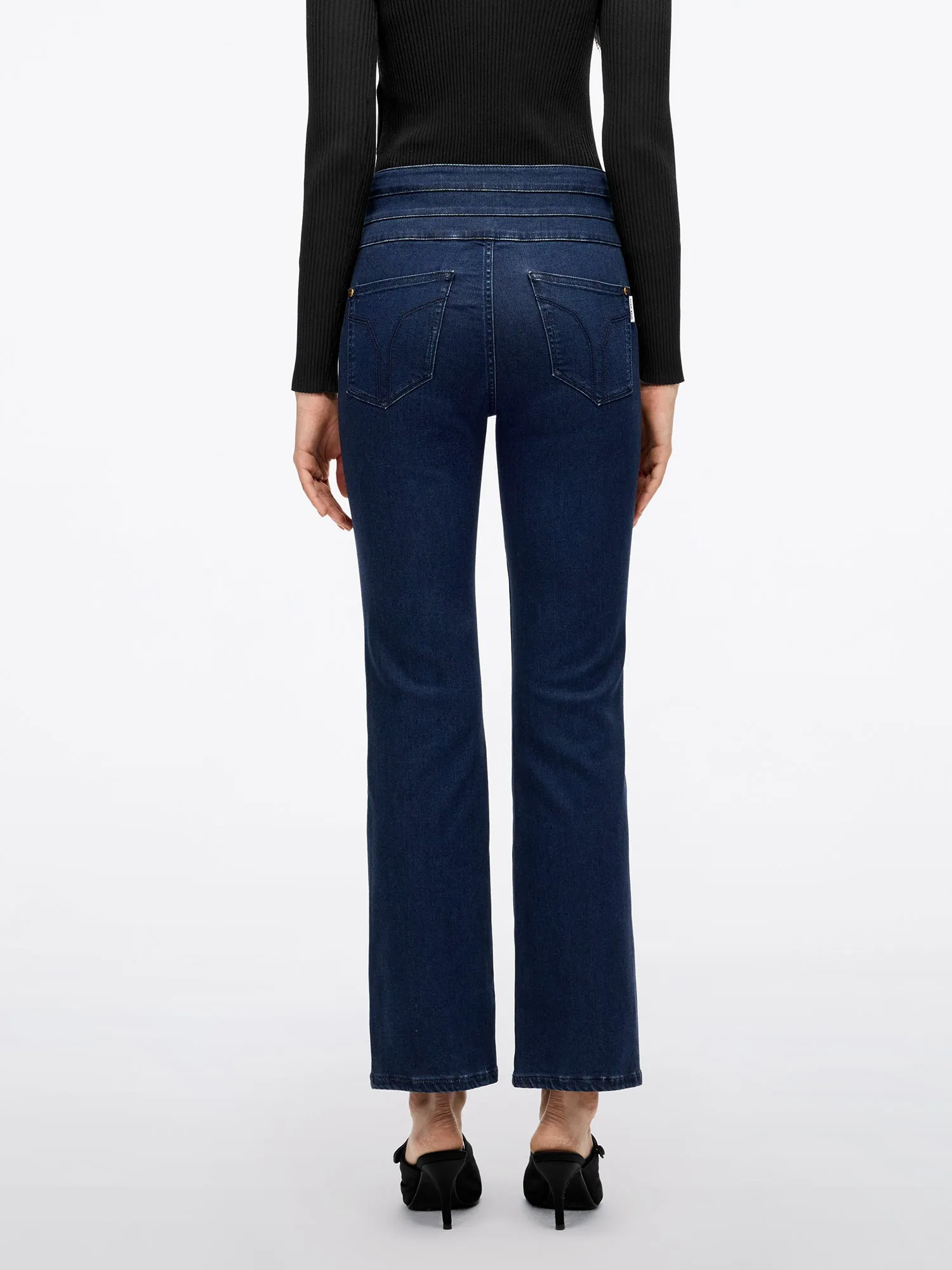 High Waisted Flared Cropped Jeans
