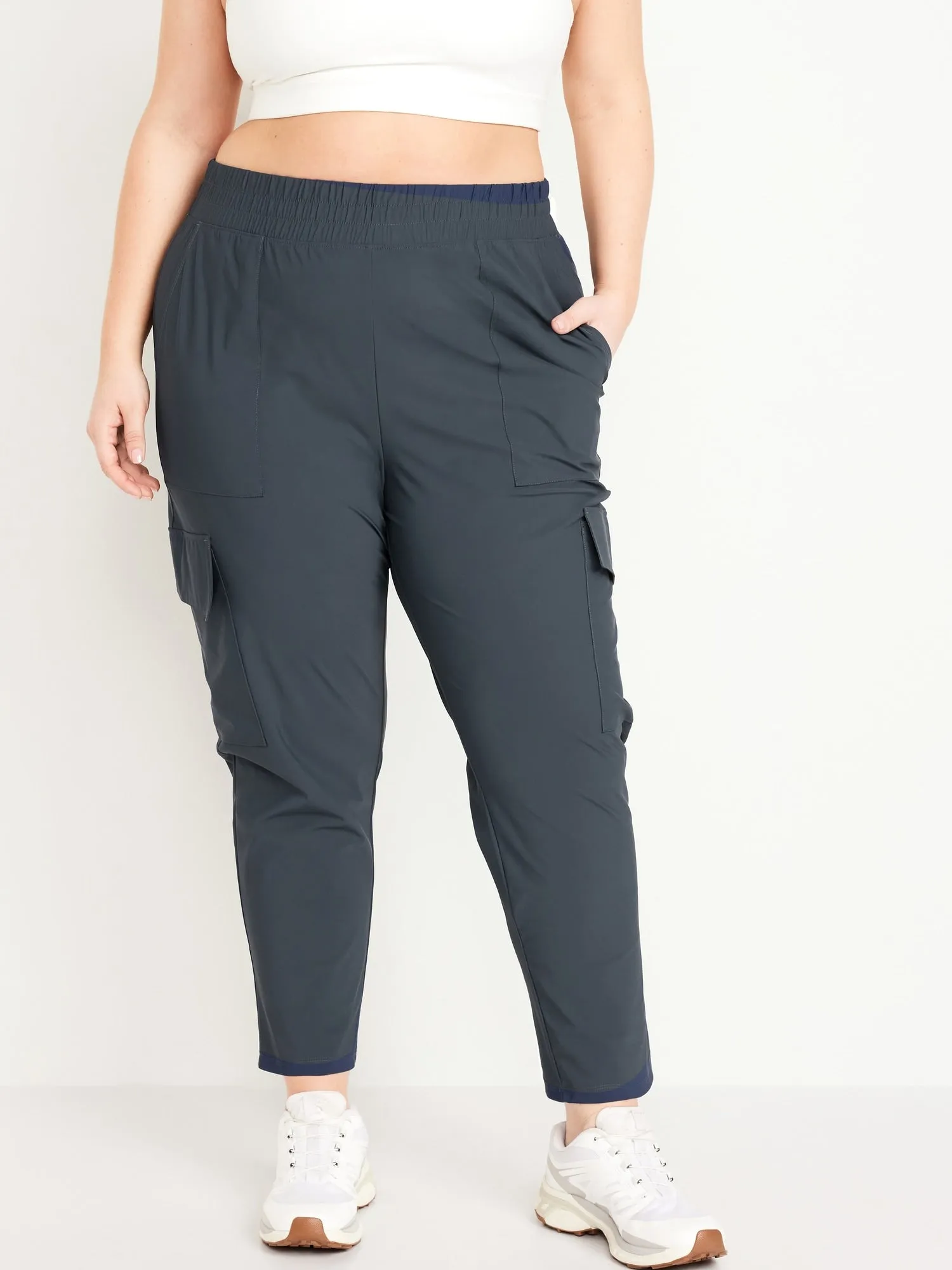 High-Waisted SleekTech Cargo Ankle Pants