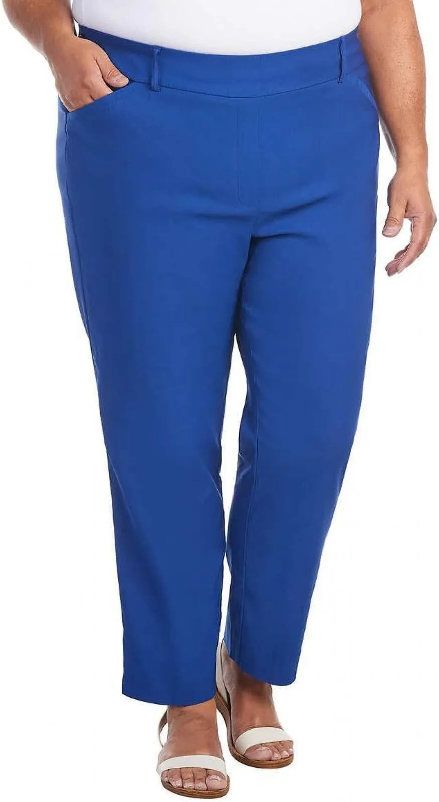 Hilary Radley Women Mid-Rise Stretch Pull-On Ankle Pant 1753633 Mazarine Blue L