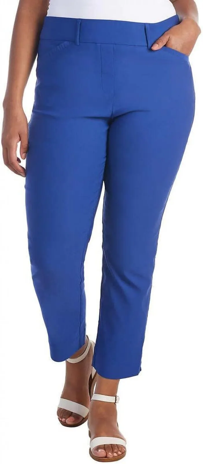 Hilary Radley Women Mid-Rise Stretch Pull-On Ankle Pant 1753633 Mazarine Blue L