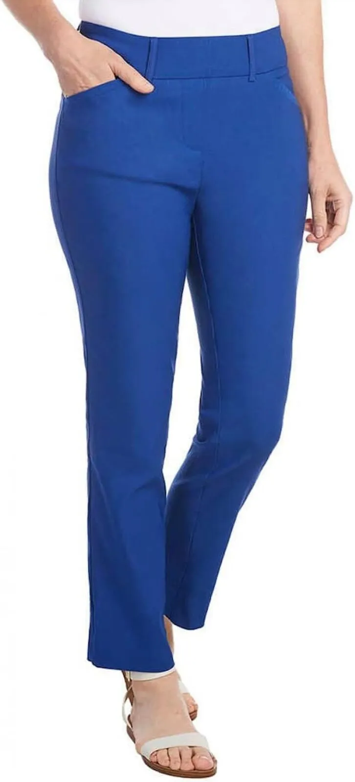 Hilary Radley Women Mid-Rise Stretch Pull-On Ankle Pant 1753633 Mazarine Blue L