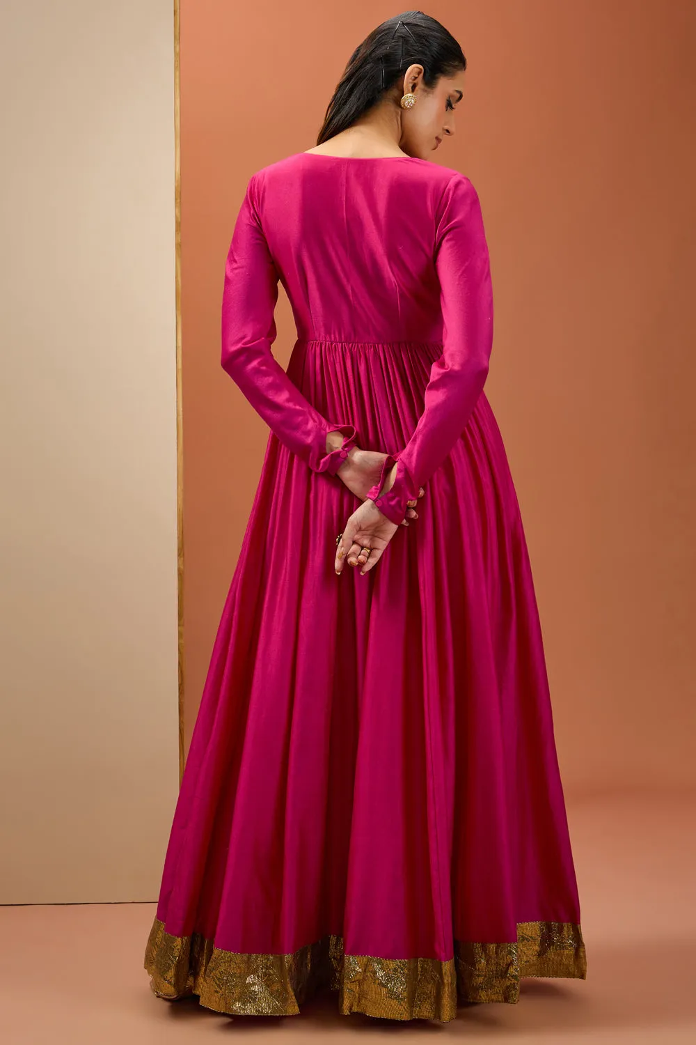 Hot Pink Lampi Anarkali Set