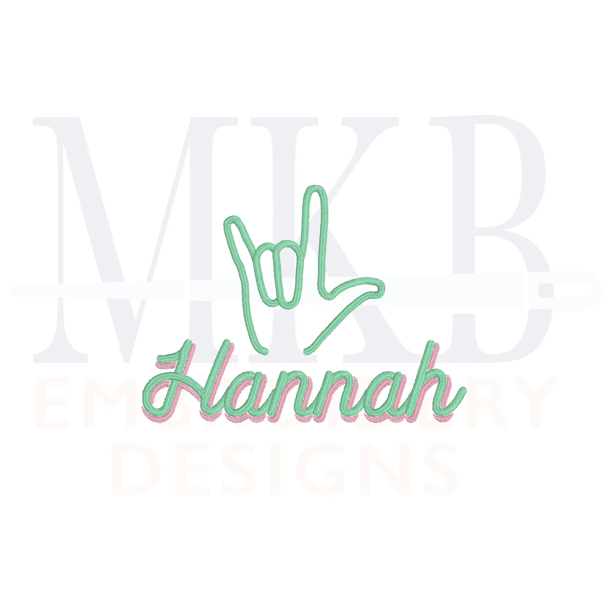 I Love You Hand Sign, Satin Stitch Machine Embroidery Design File