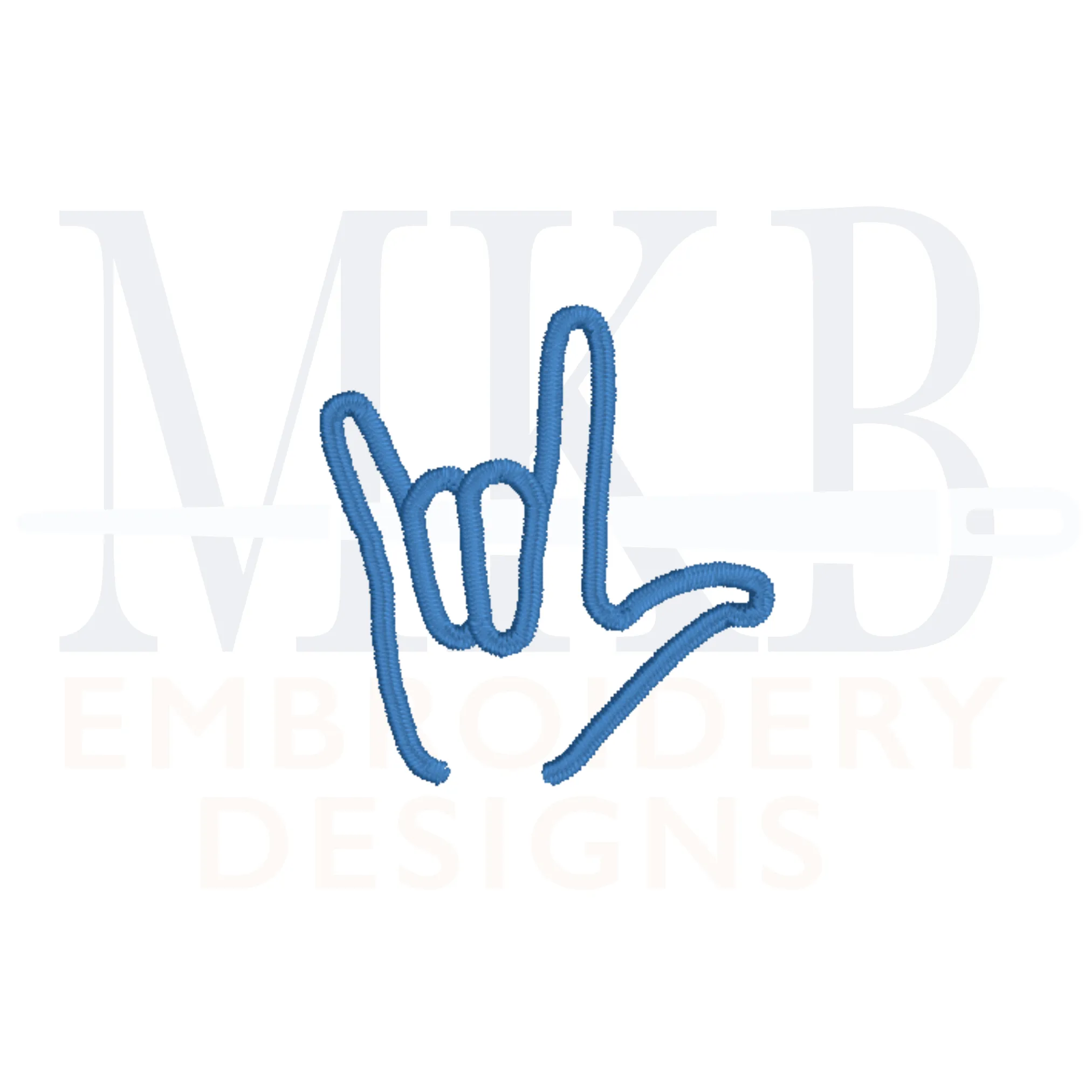 I Love You Hand Sign, Satin Stitch Machine Embroidery Design File