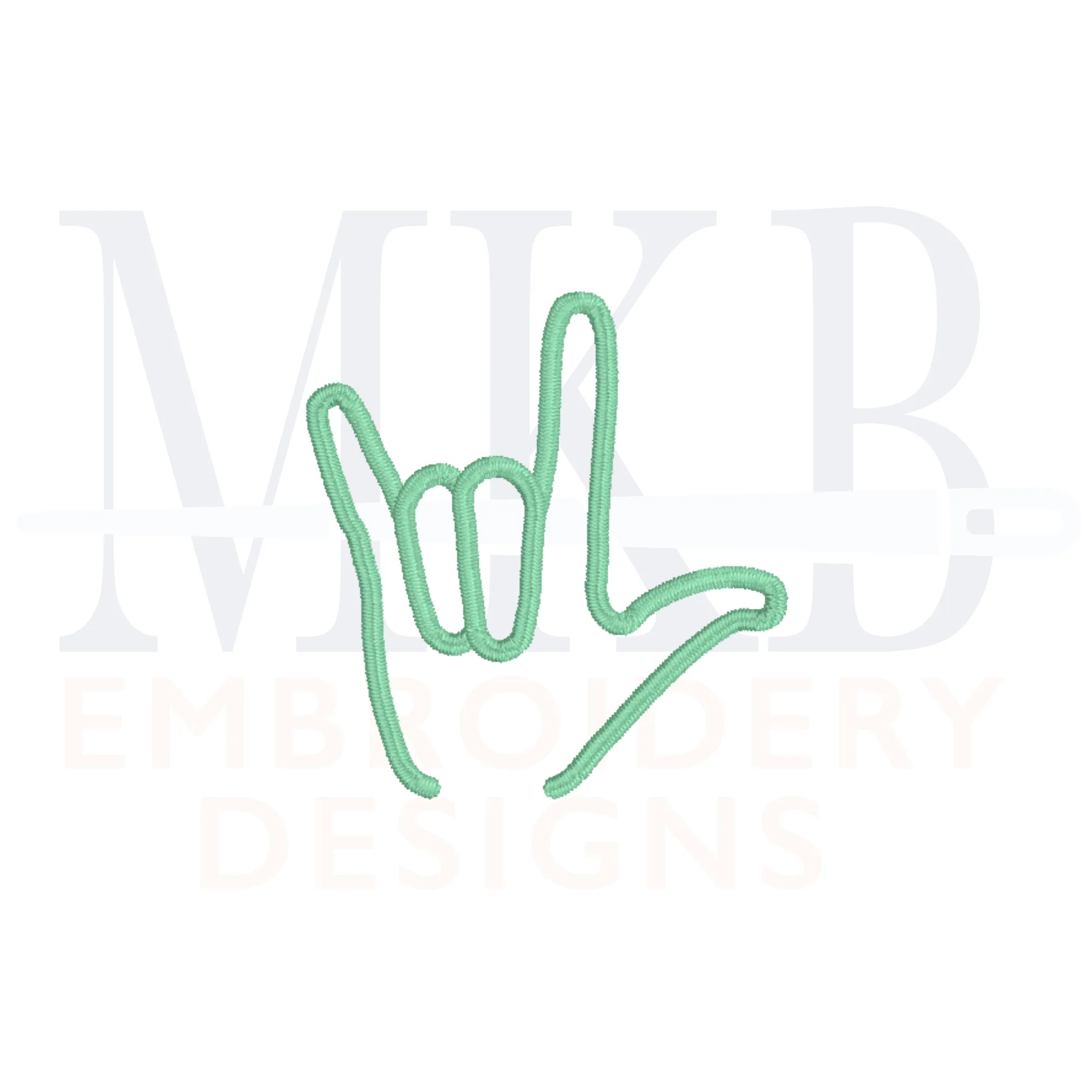 I Love You Hand Sign, Satin Stitch Machine Embroidery Design File