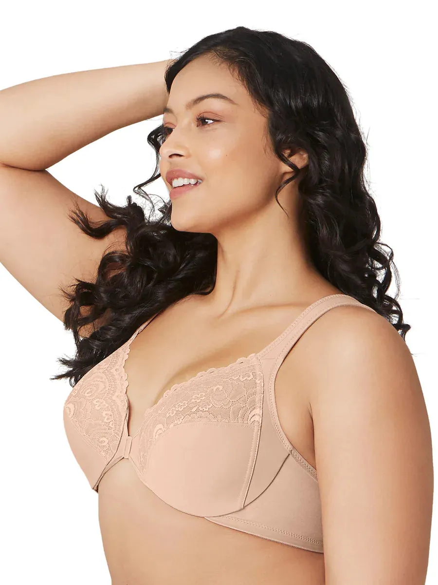 In Stock Glamorise Bra 1245 - Wonderwire Front Close Bra - Beige