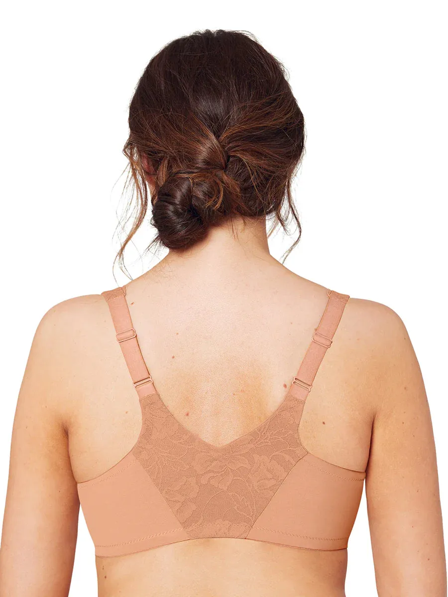 In Stock Glamorise Bra 9246 - Feeling Lacey Front Close Underwire Bra - Coffee