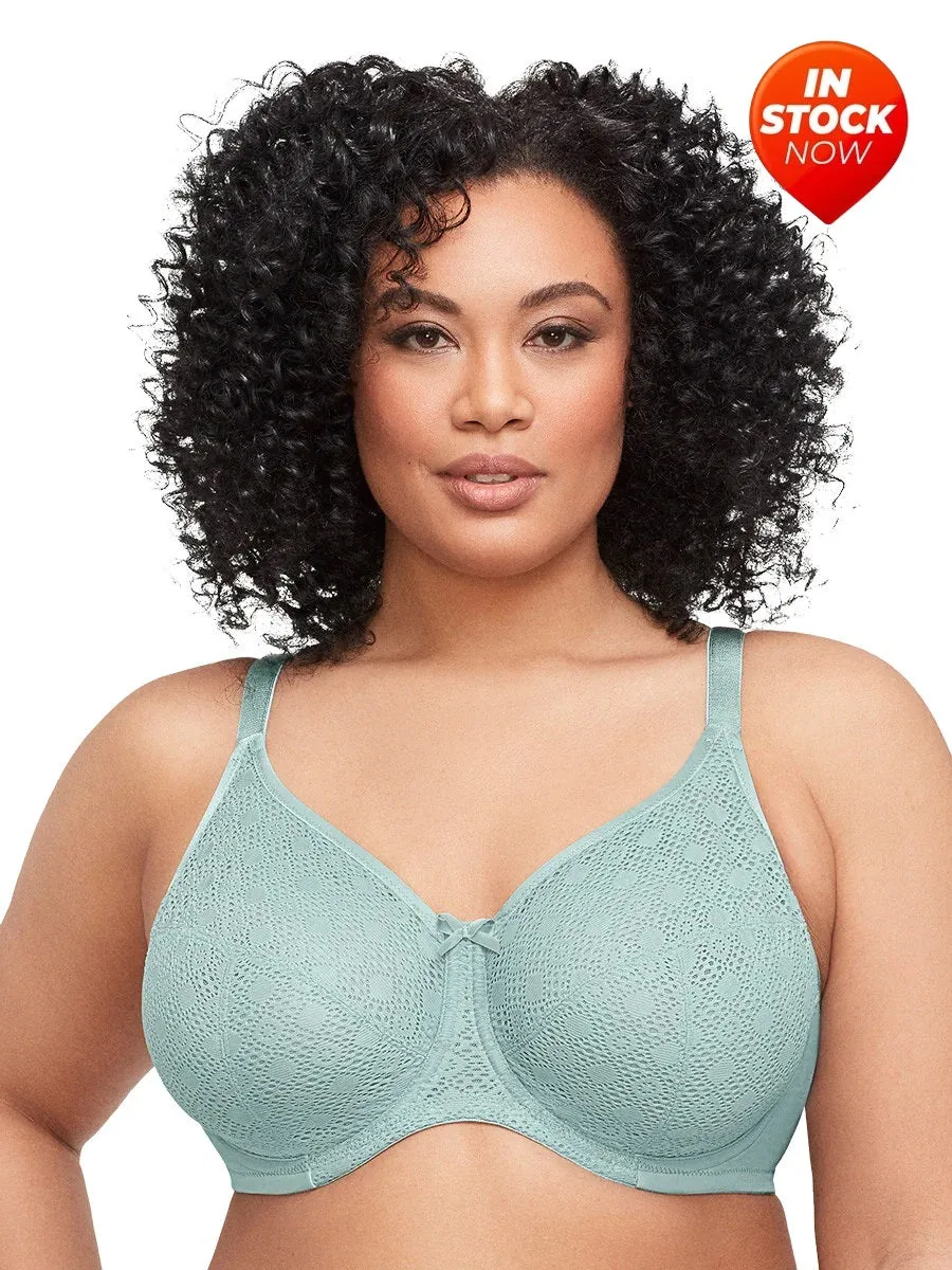 In Stock Glamorise Bra 9855 - Lace Comfort Wonderwire Bra - Jade