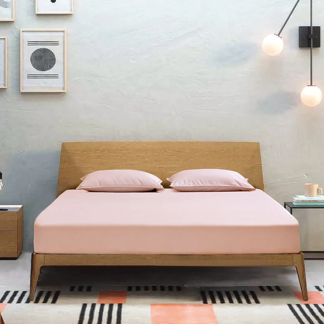 Intero BLANC Solid 100% Combed Cotton 980TC Fitted Sheet Set Cerise – Blush