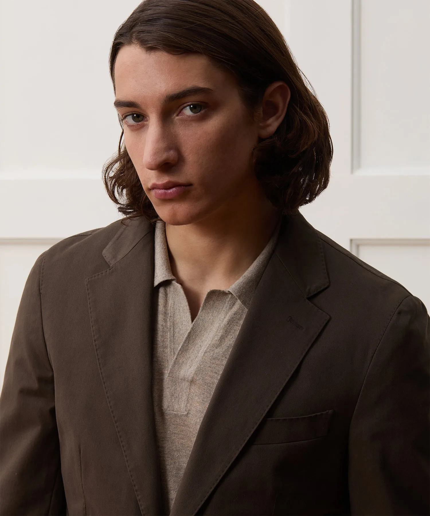 Italian Cotton Sport Coat in Dark Brown