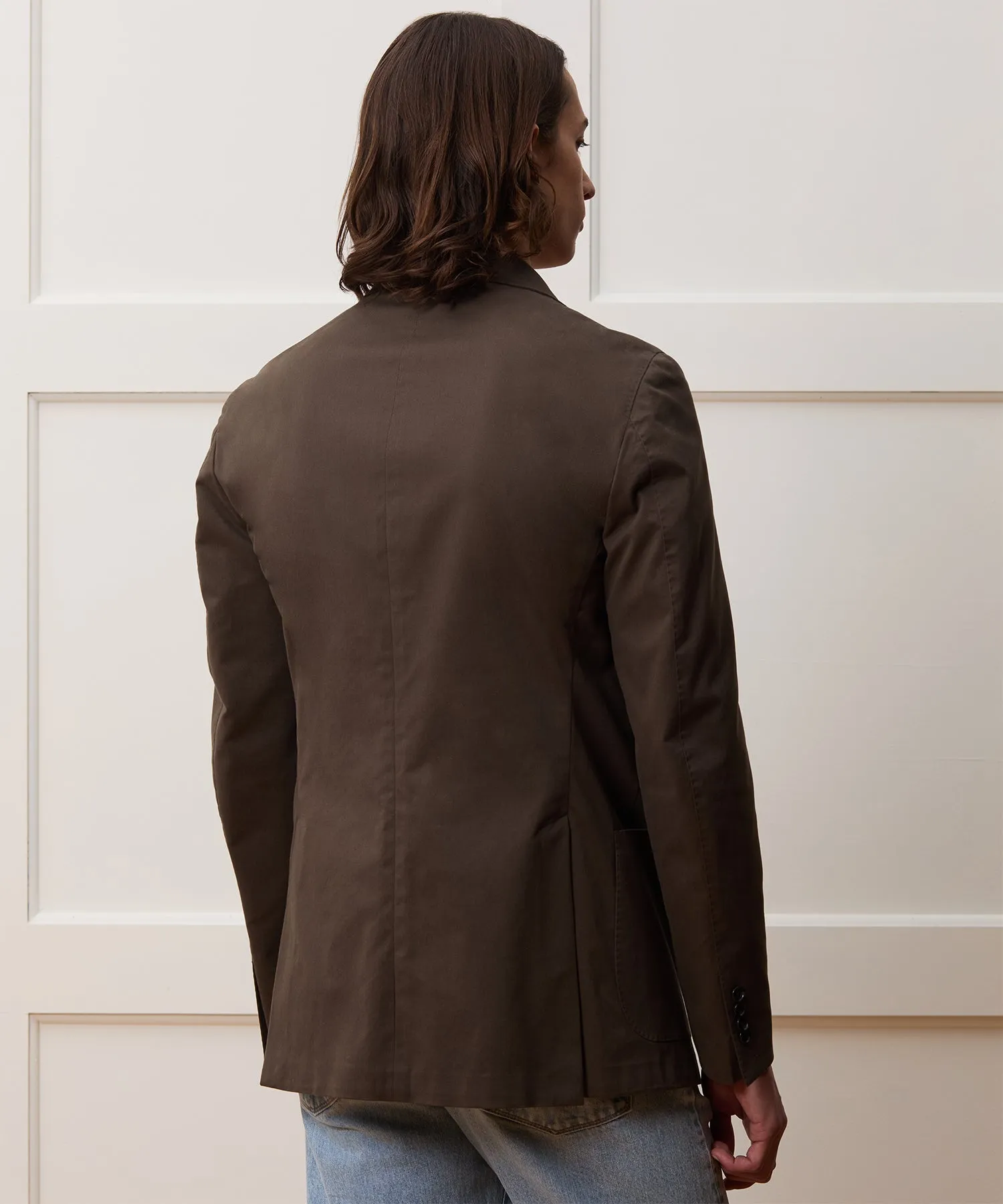 Italian Cotton Sport Coat in Dark Brown