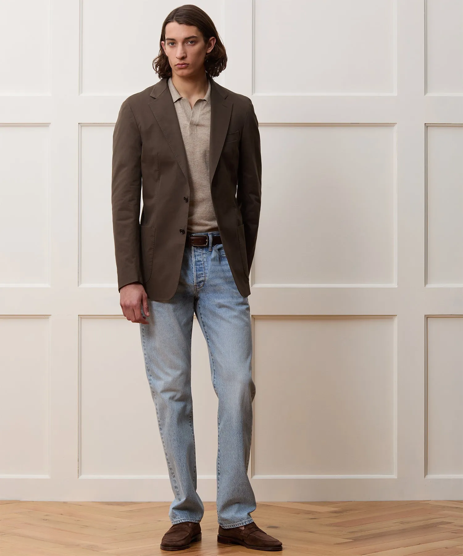 Italian Cotton Sport Coat in Dark Brown