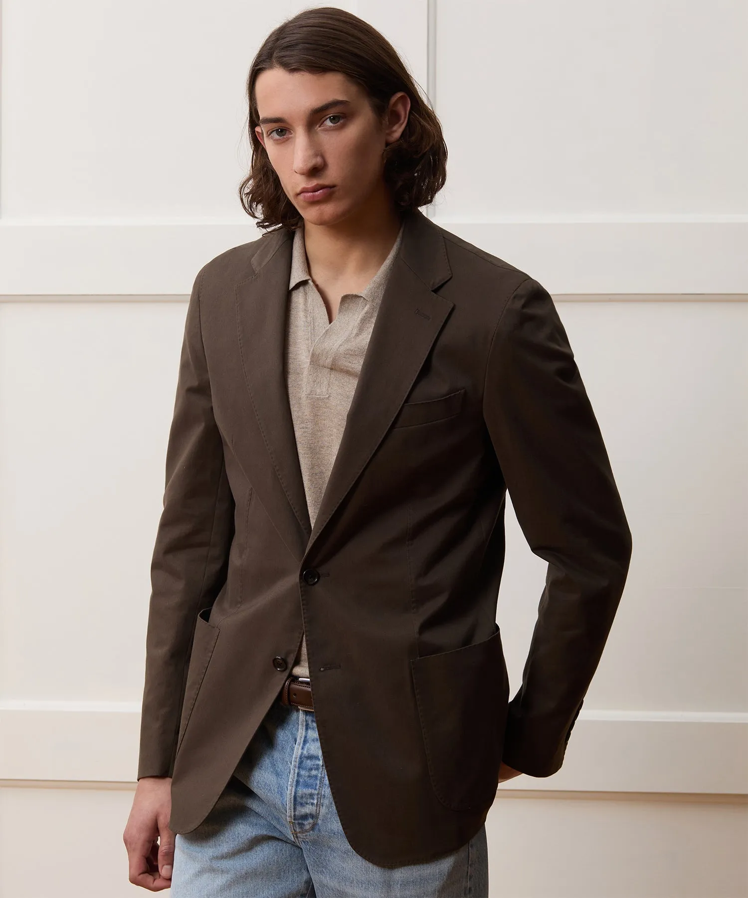 Italian Cotton Sport Coat in Dark Brown