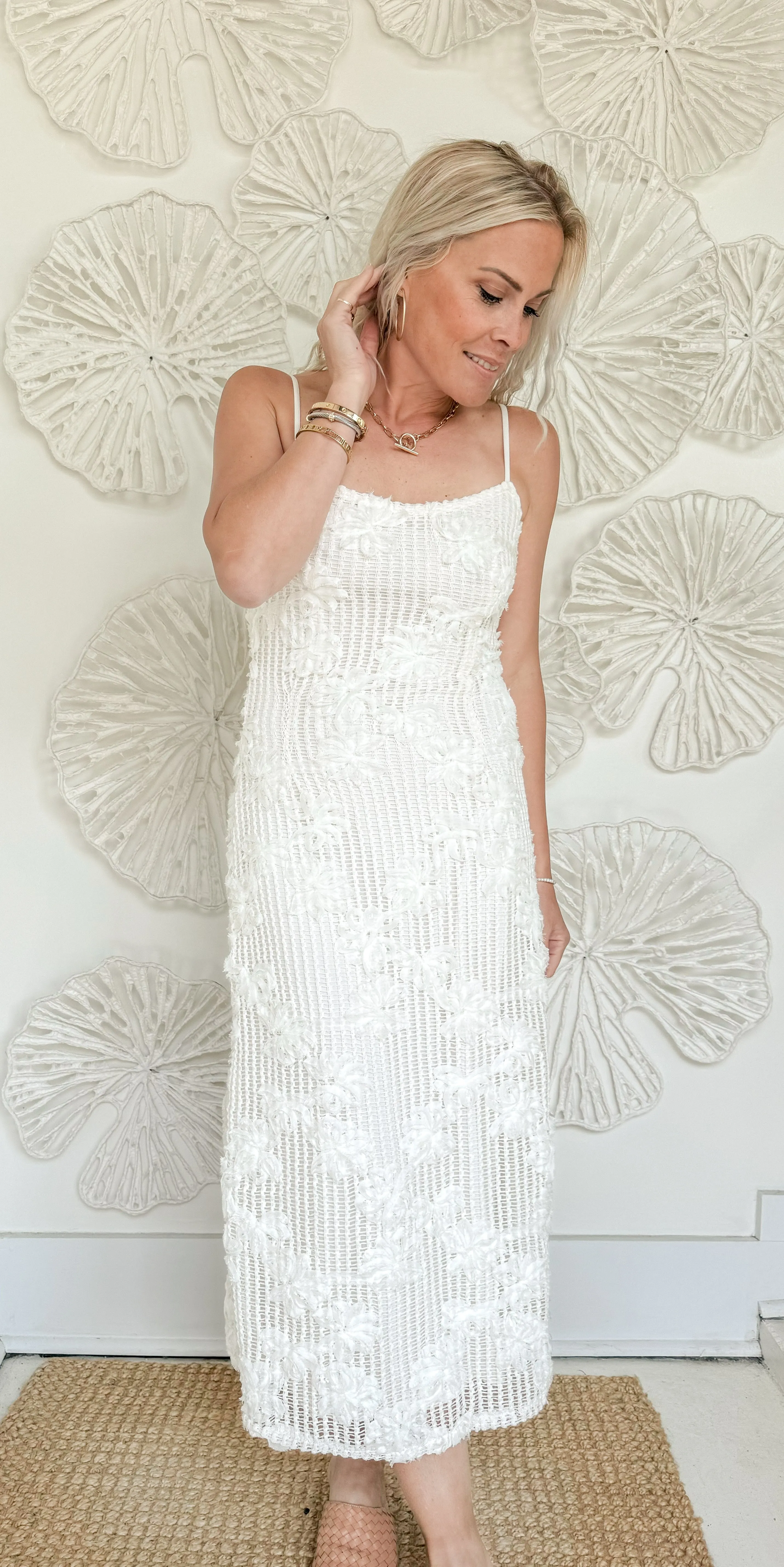 Ivory Crochet Strap Midi