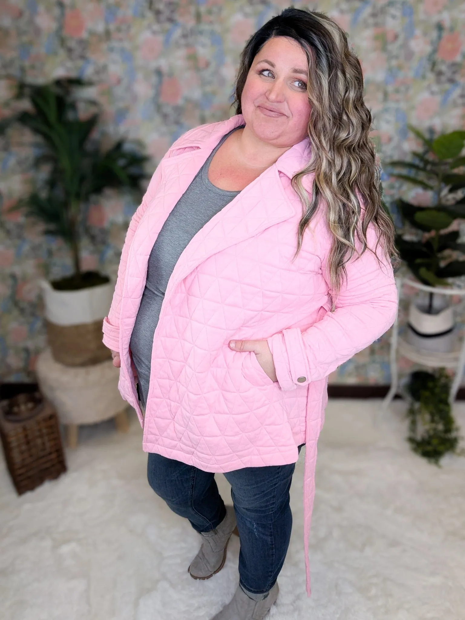 Ivy Quilted Sweatshirt Jacket w/Tie Waist (2 Colors)